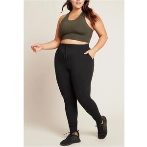 BOODY Women's Black Tapered Leg Ribbed Ankle‎ Cuff Weekend Joggers NWT Size S